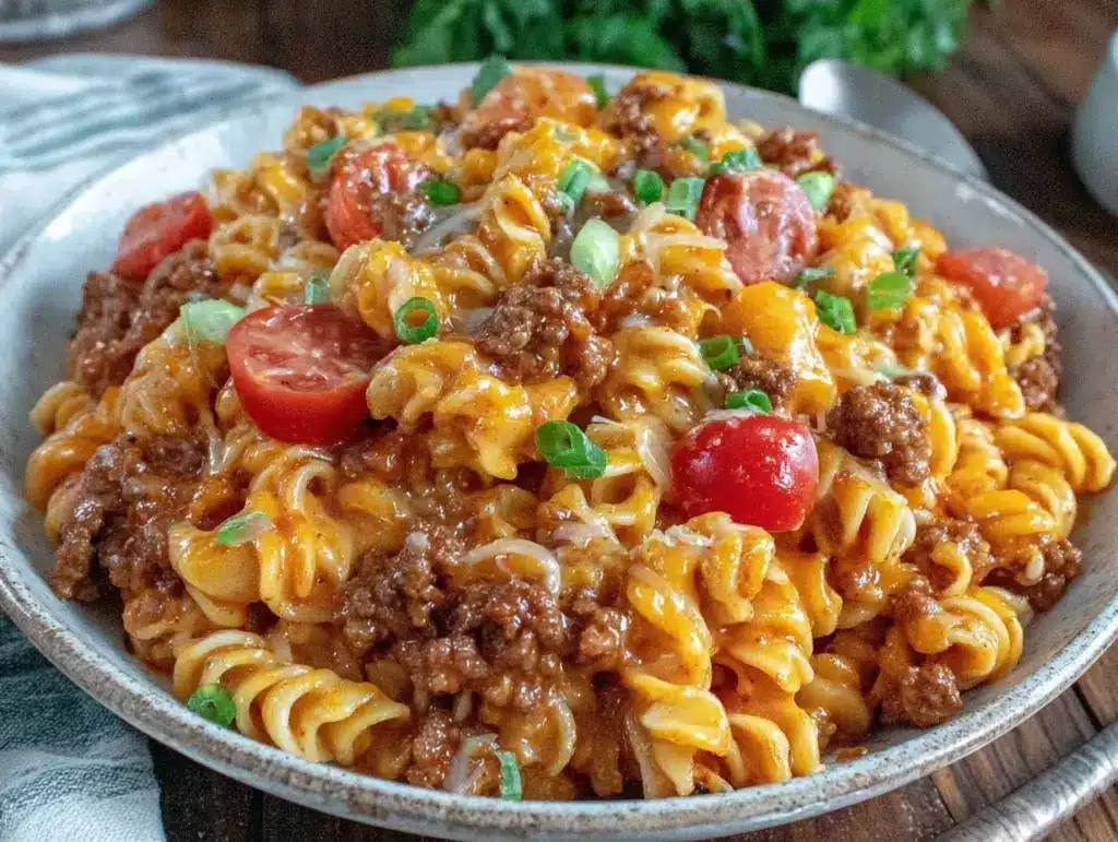 cheeseburger pasta - featured image