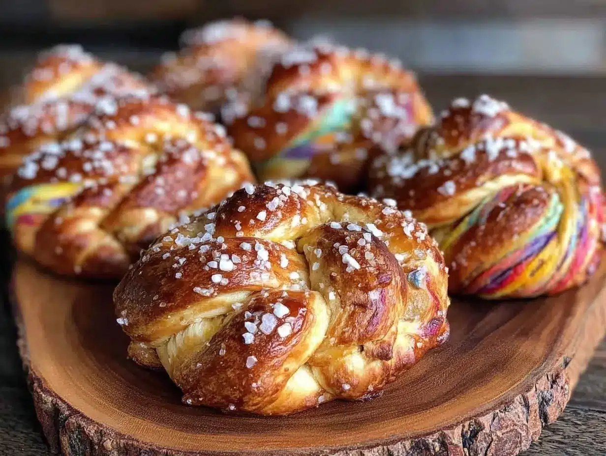 colorful crispy rainbow pretzels preparation steps