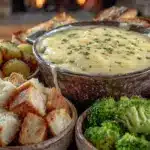 creamy cheese fondue for two - featured image