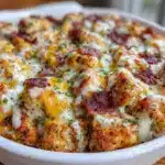 creamy chicken bacon ranch casserole - featured image