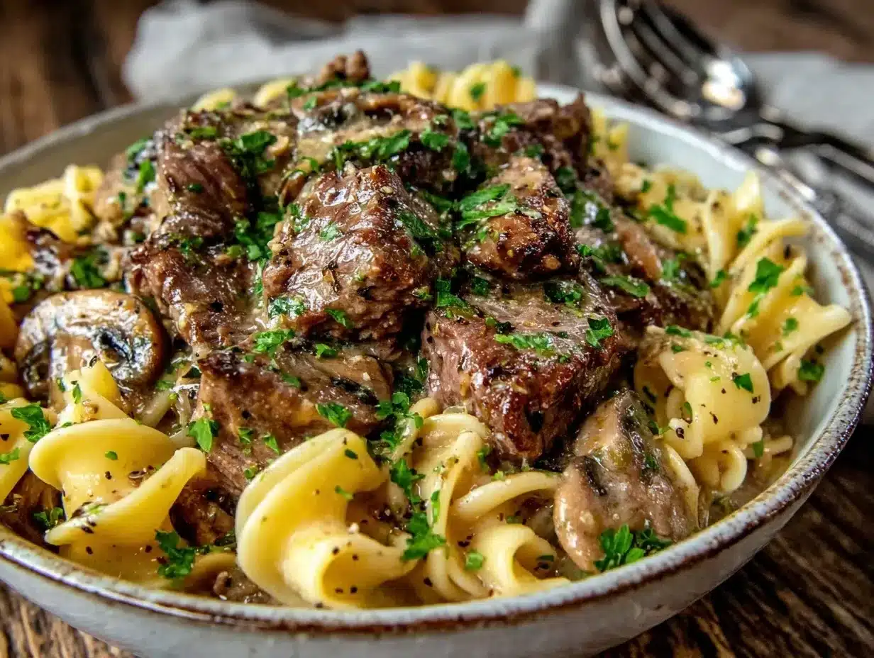 creamy crockpot beef stroganoff preparation steps