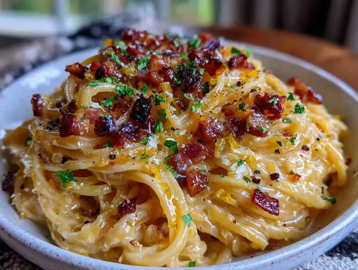 creamy easy pasta carbonara for two preparation steps