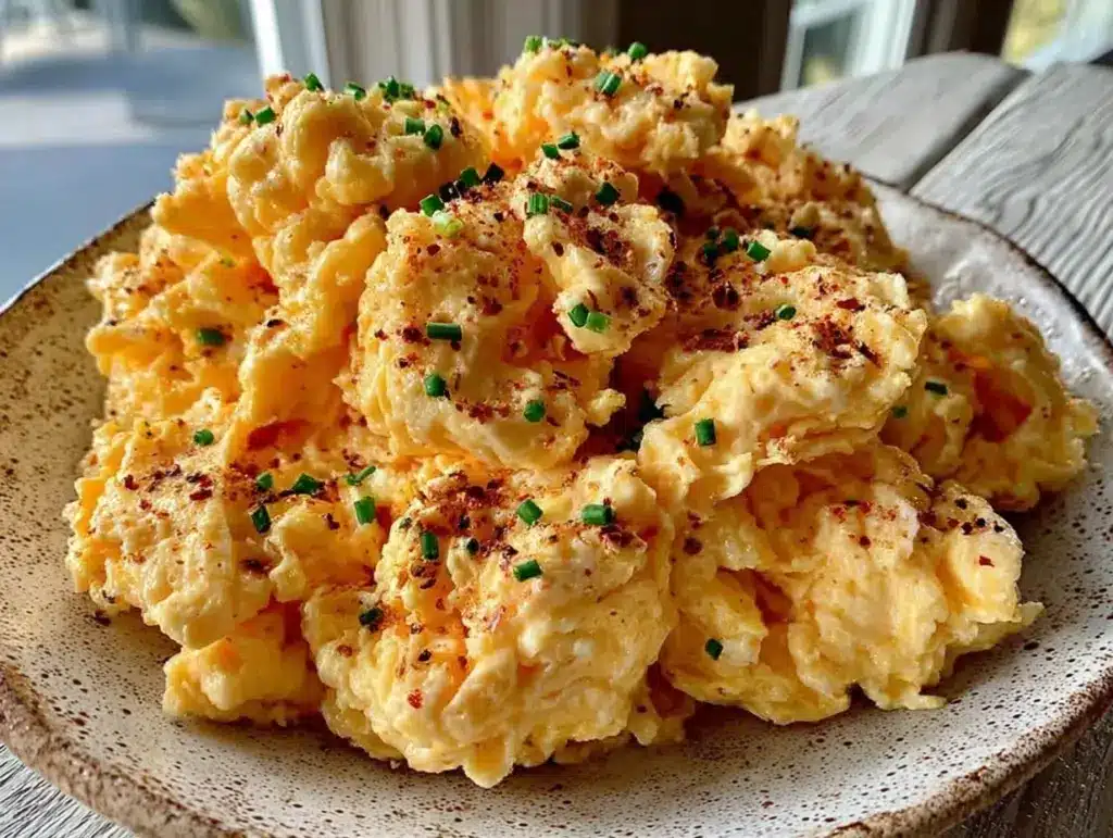 creamy fluffy scrambled eggs - featured image