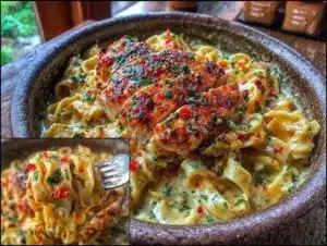 creamy garlic butter chicken pasta - featured image