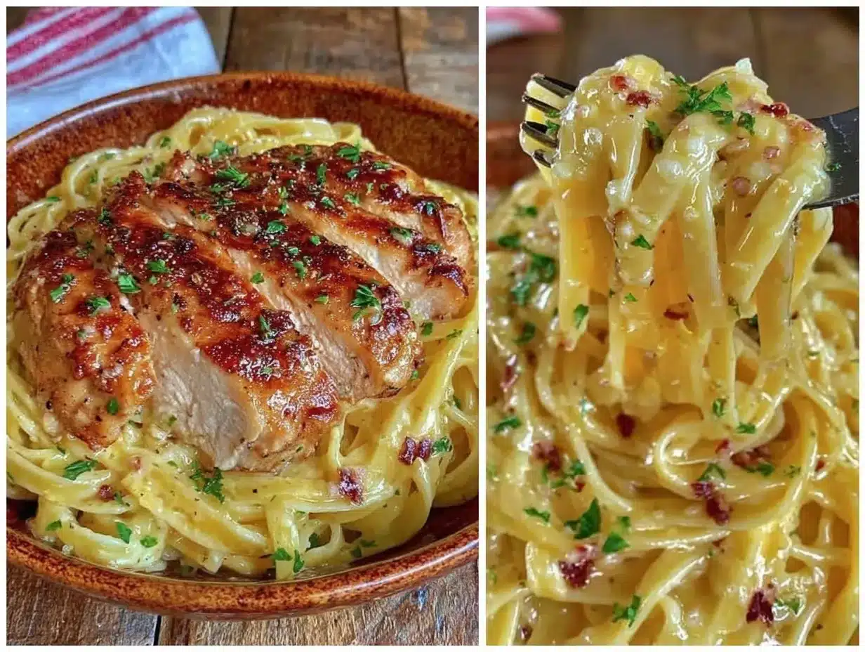 creamy garlic butter chicken pasta preparation steps