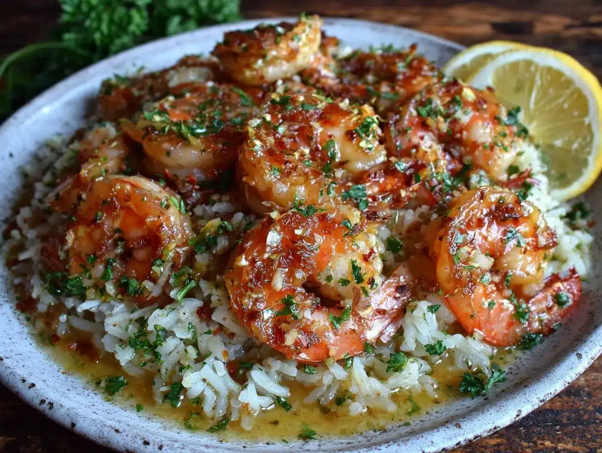 creamy garlic butter shrimp and rice bowl preparation steps