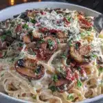 creamy garlic mushroom pasta - featured image