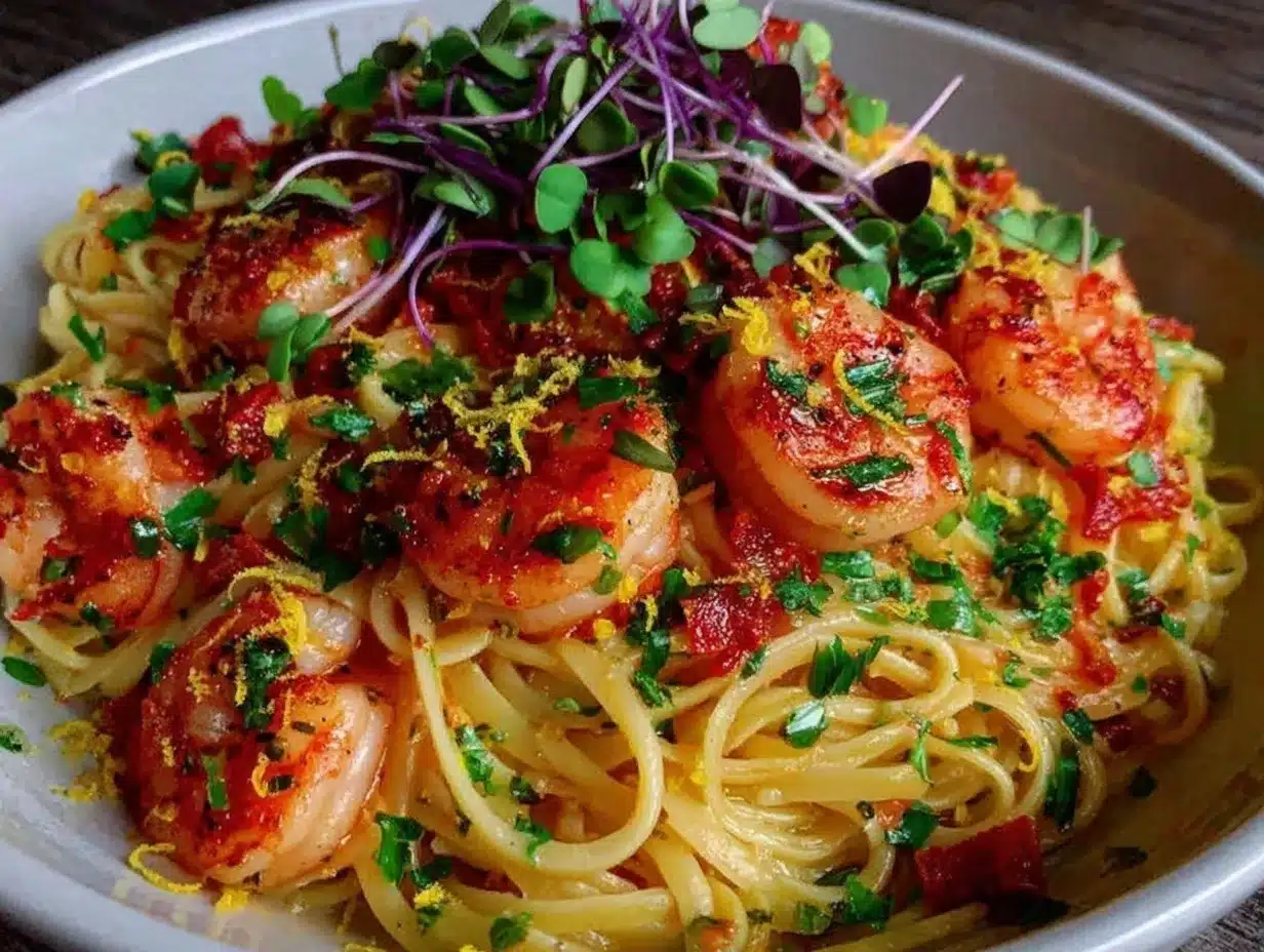 Creamy Lemon Butter Pasta with Shrimp preparation steps