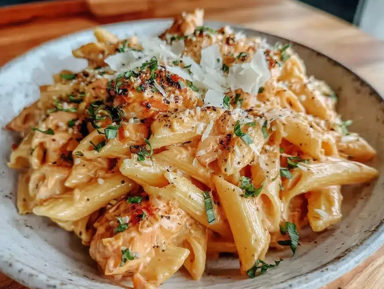 creamy pink pasta with vodka sauce preparation steps