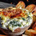 creamy spinach artichoke dip - featured image