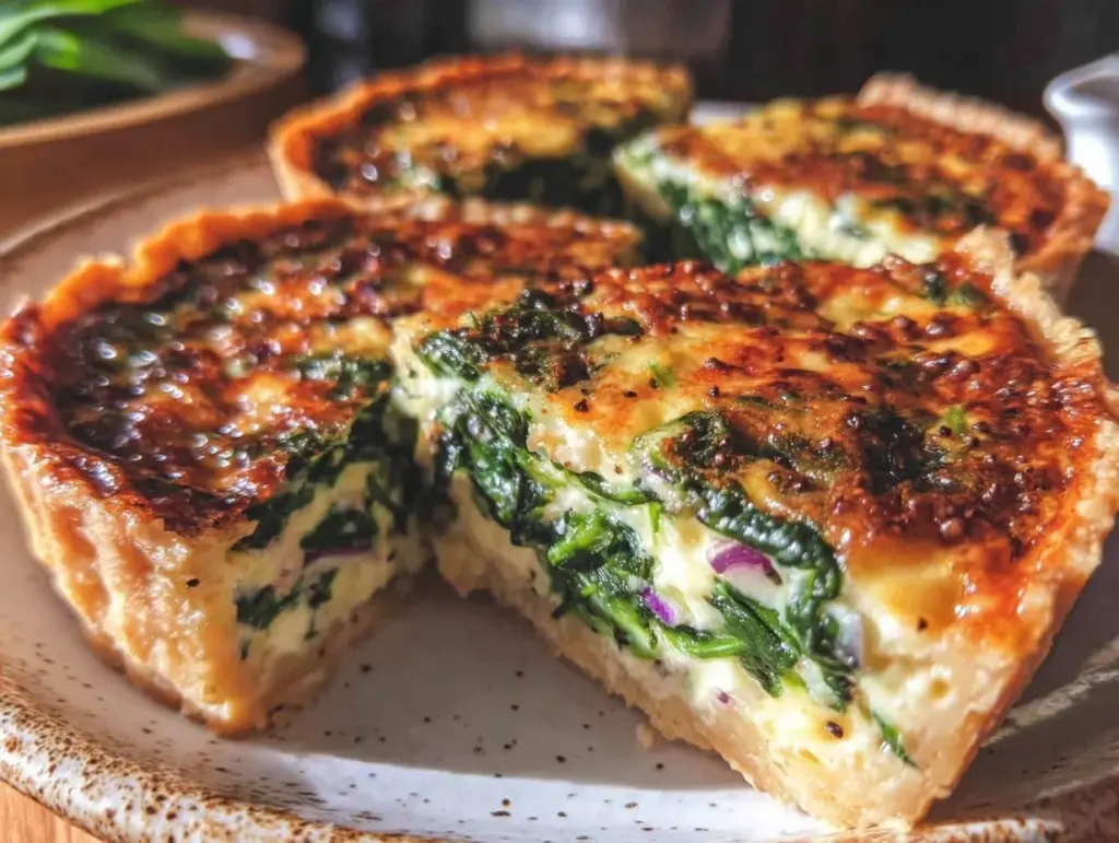 creamy spinach quiche - featured image