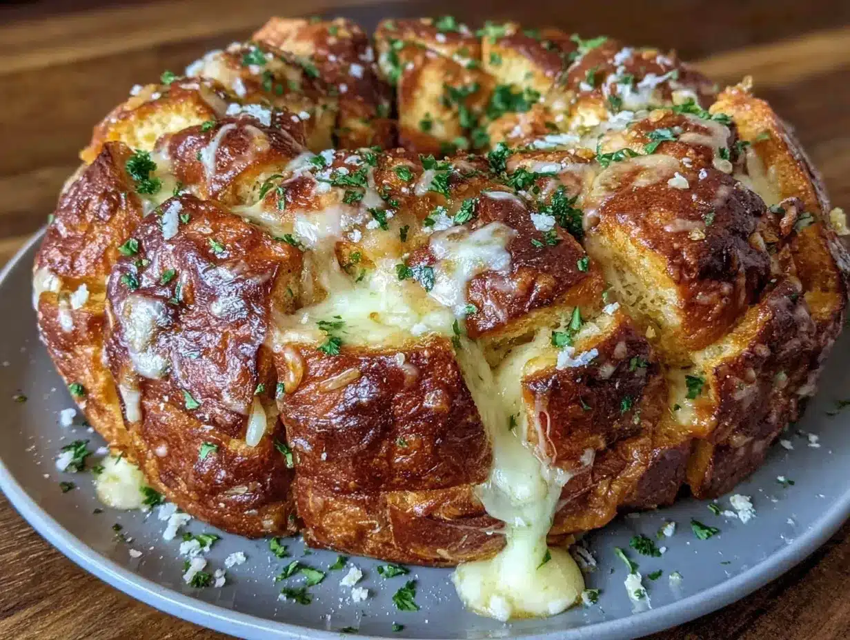 crispy cheesy garlic pull-apart bread preparation steps