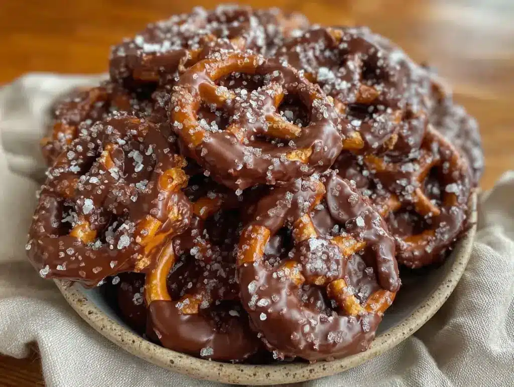 crispy chocolate covered pretzels - featured image