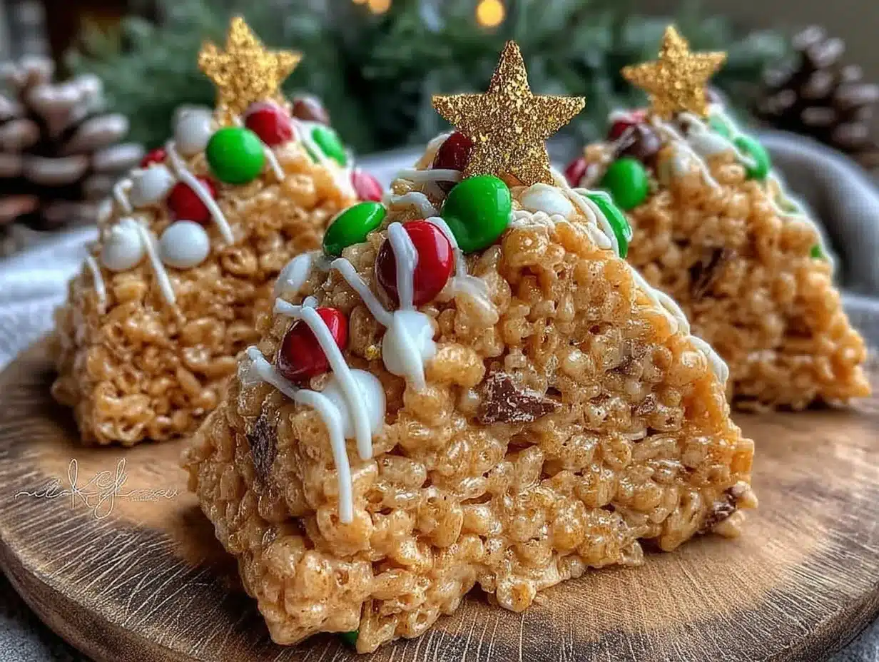 crispy christmas tree rice krispie treats preparation steps