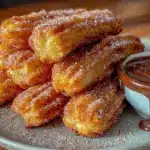 crispy cinnamon sugar churros - featured image