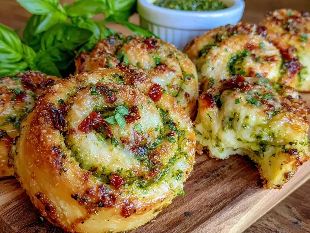 easy cheesy pesto pinwheels preparation steps