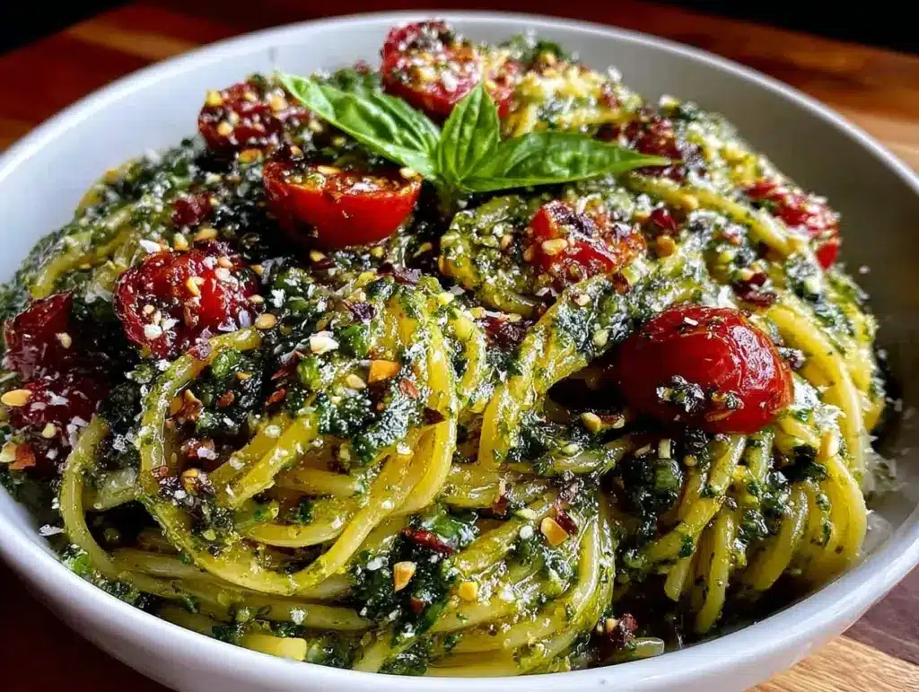 fresh pesto pasta - featured image