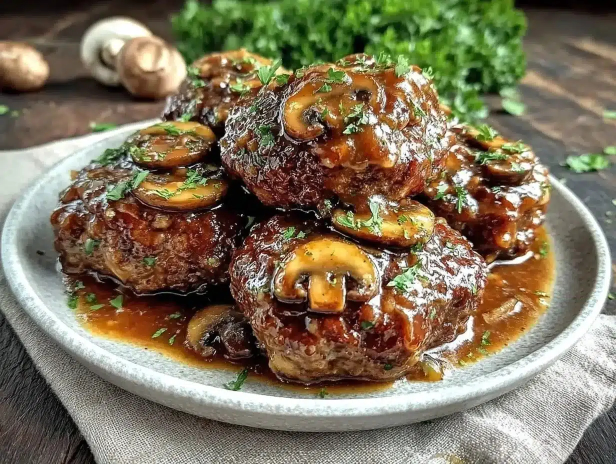 Salisbury steak with mushroom gravy preparation steps