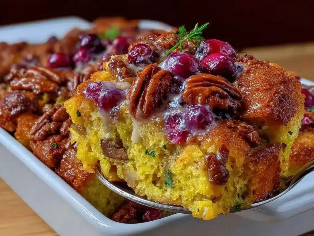 savory cranberry walnut stuffing - featured image