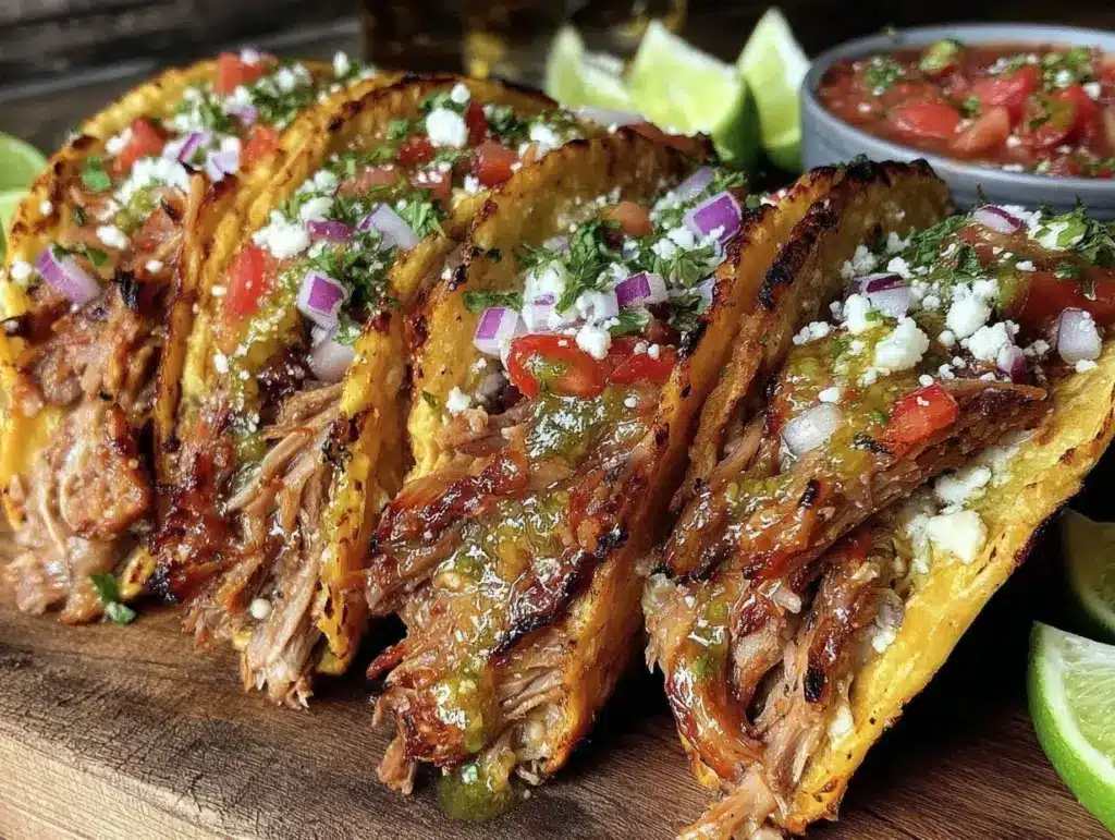 slow cooker carnitas tacos - featured image