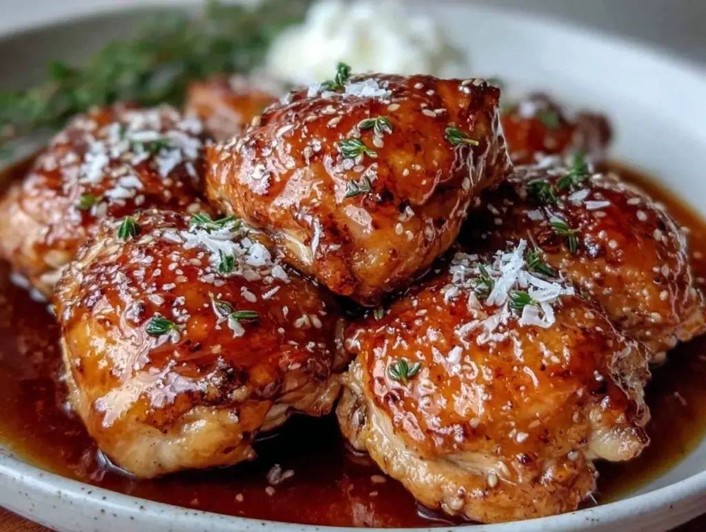 slow cooker honey garlic chicken thighs - featured image