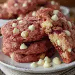 soft and chewy pink velvet cookies - featured image