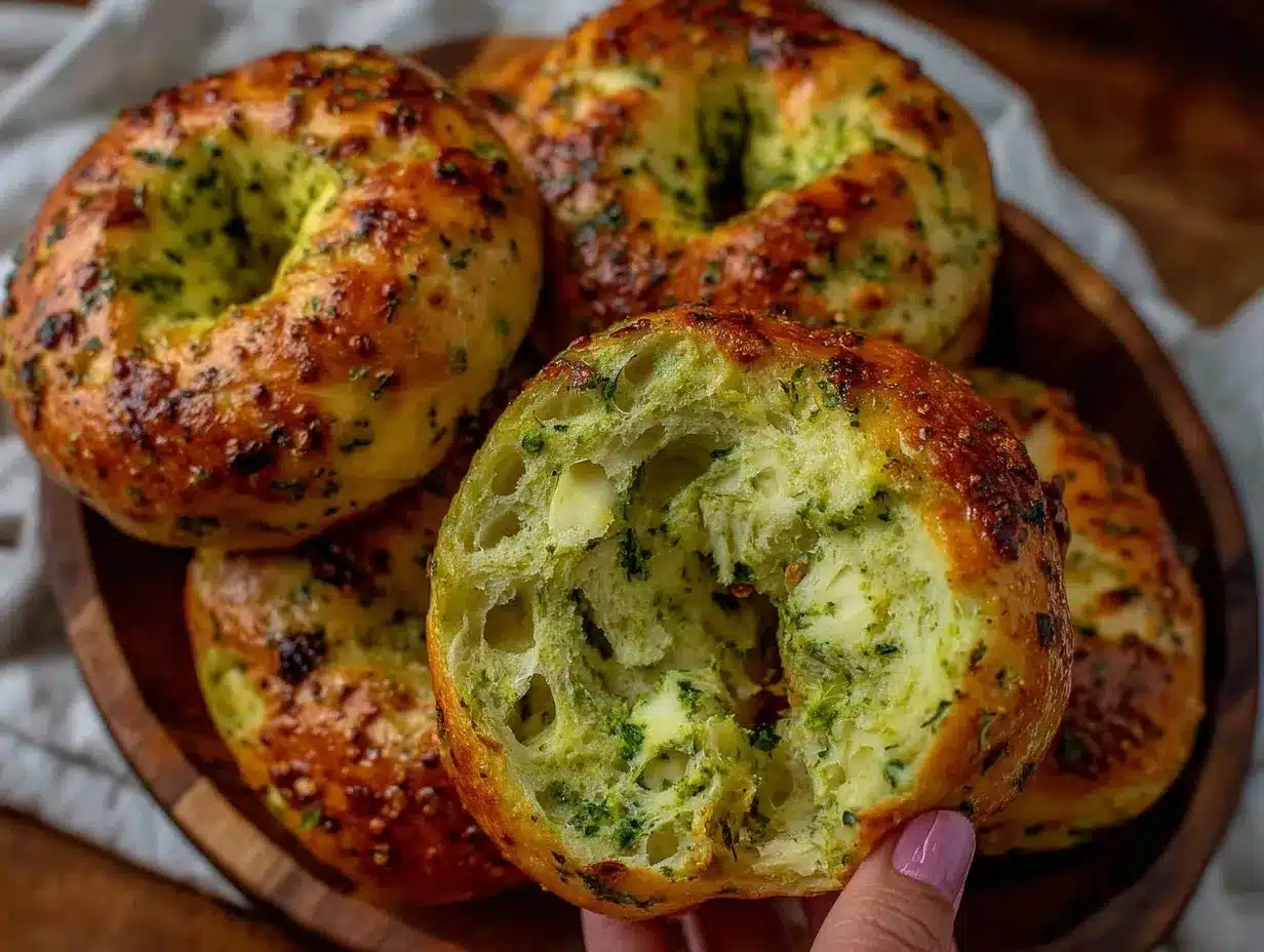 soft fluffy green bagels preparation steps