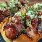 bacon wrapped grilled hot dogs - featured image