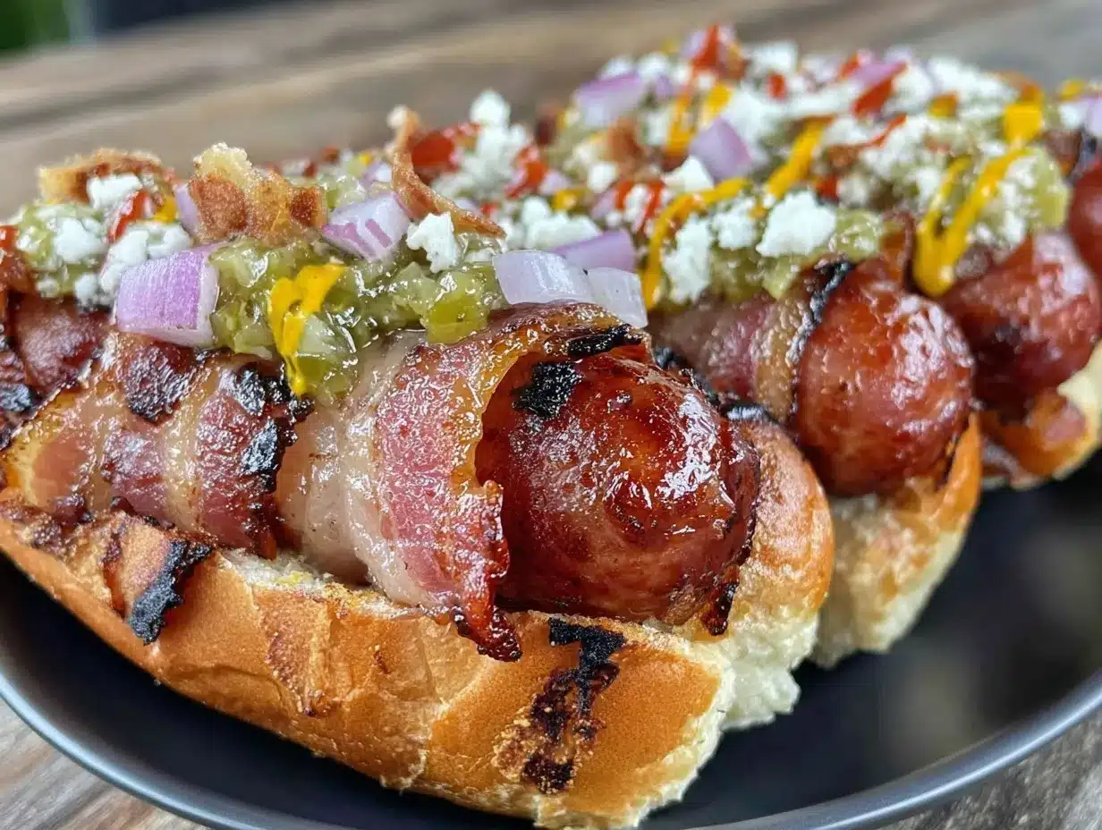 bacon wrapped grilled hot dogs preparation steps