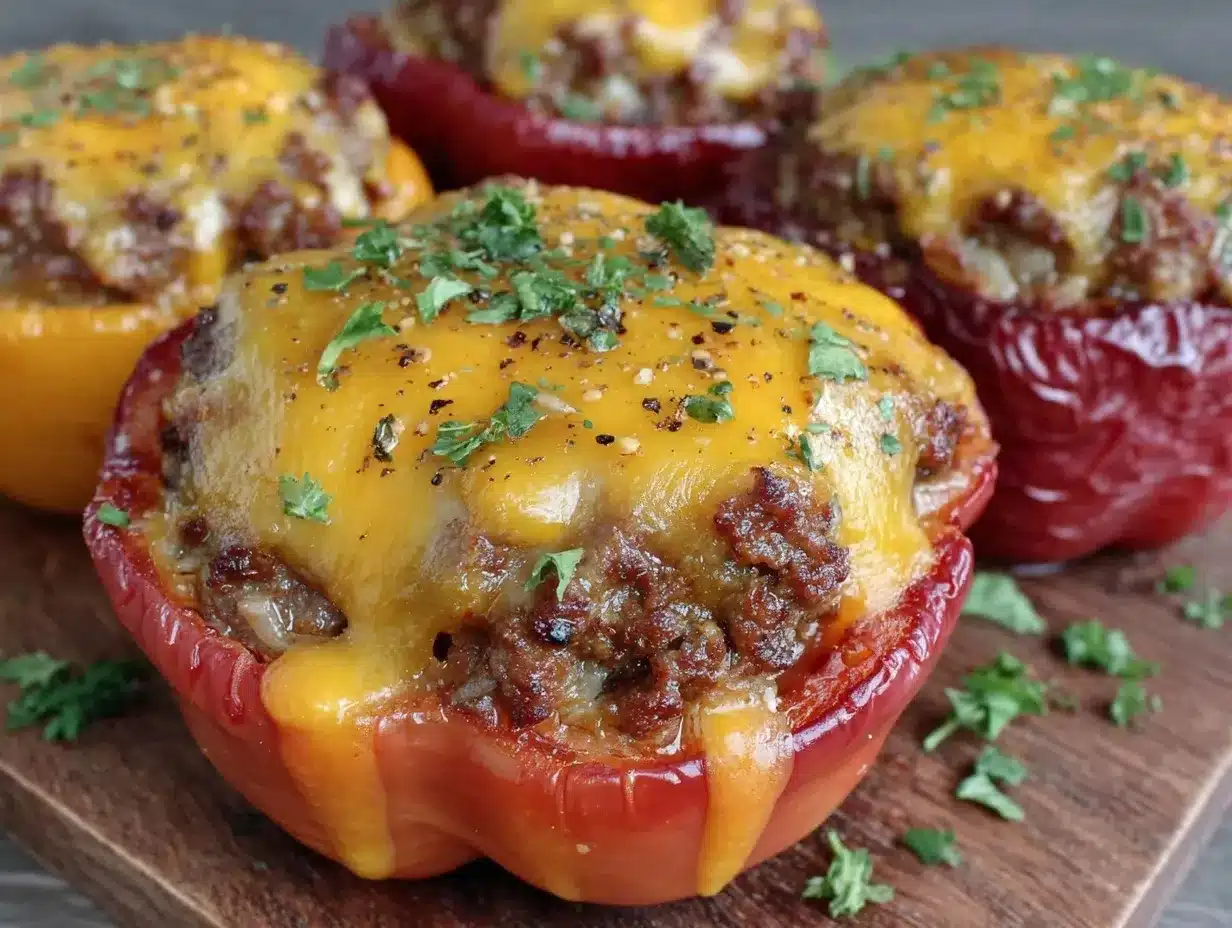 beef and cheddar stuffed peppers preparation steps