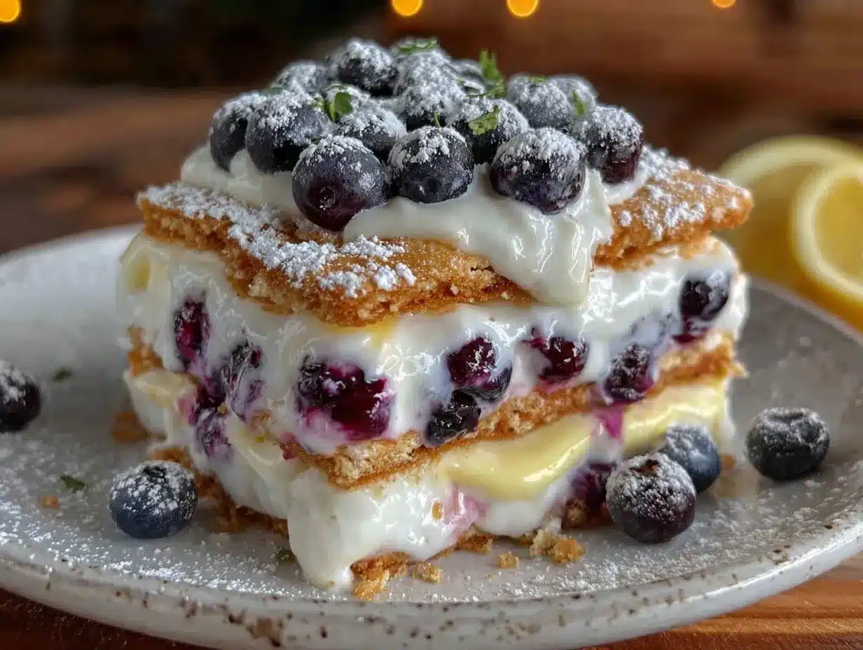 Blueberry Lemon Icebox Cake preparation steps