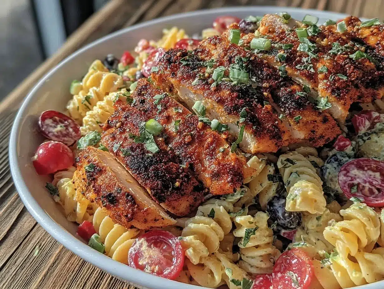 Cajun grilled chicken pasta salad - featured image