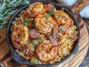 Cajun shrimp andouille jambalaya - featured image