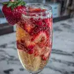 champagne cocktail with strawberries - featured image