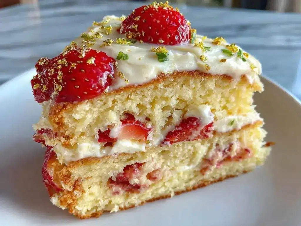 Champagne Strawberry Mimosa Cake - featured image