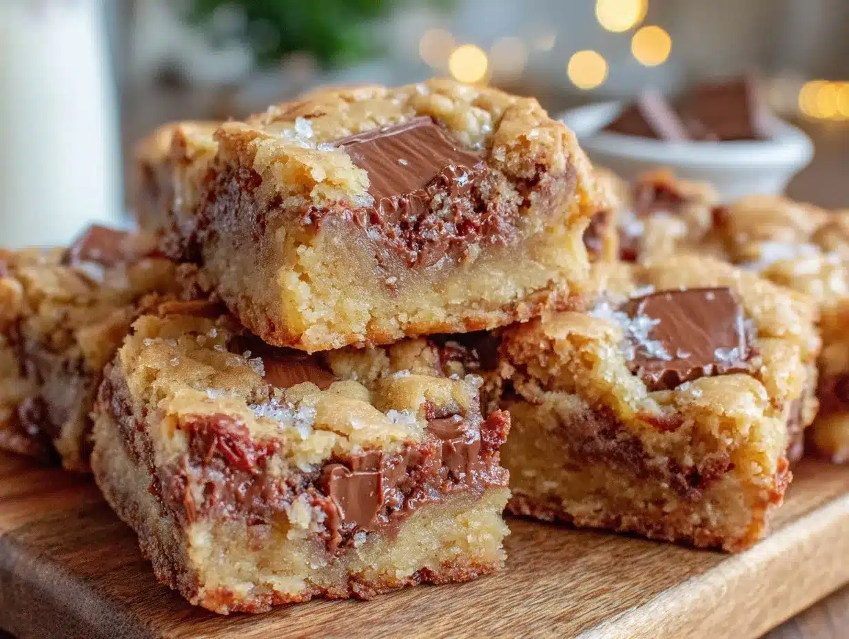 chewy peanut butter cup cookie bars preparation steps