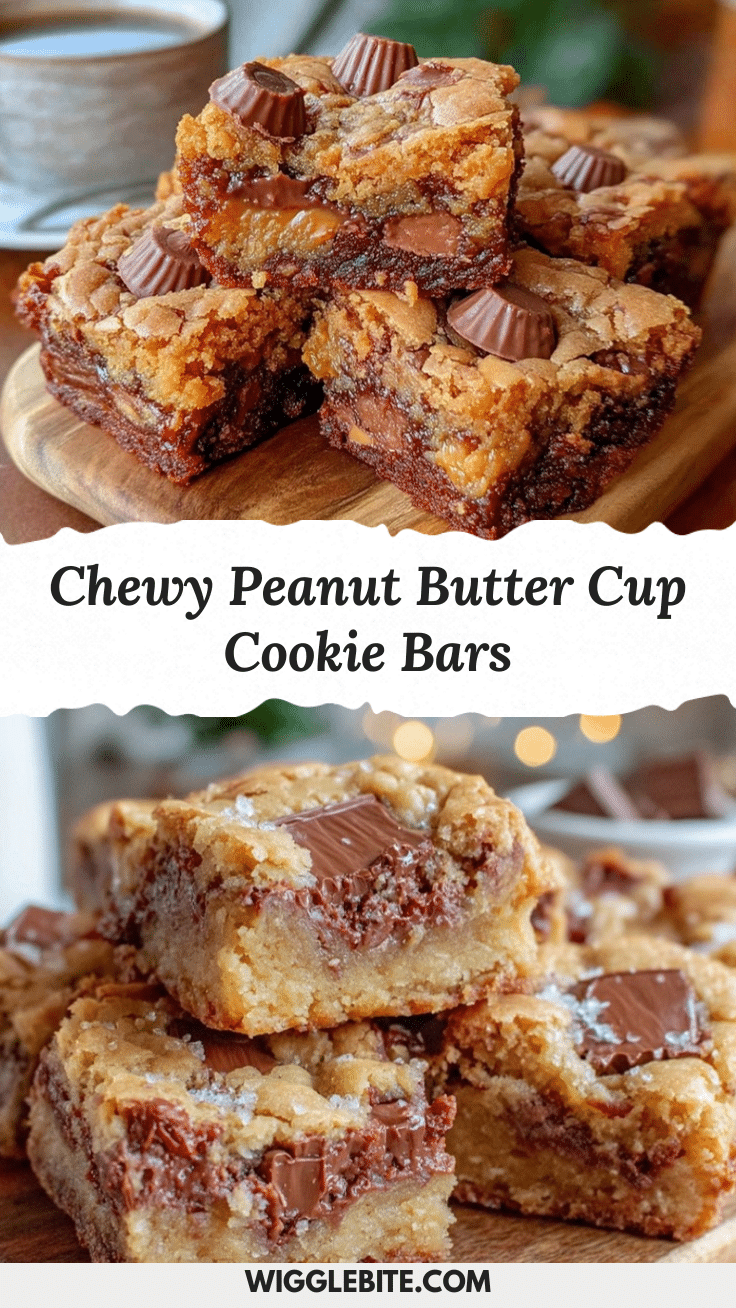 chewy peanut butter cup cookie bars recipe