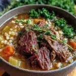 cozy beef barley soup - featured image
