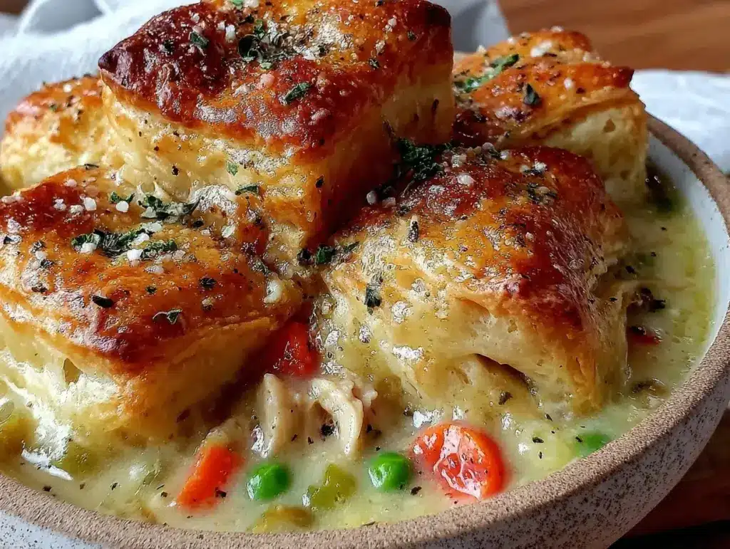 cozy chicken pot pie soup - featured image