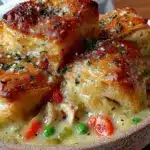 cozy chicken pot pie soup - featured image