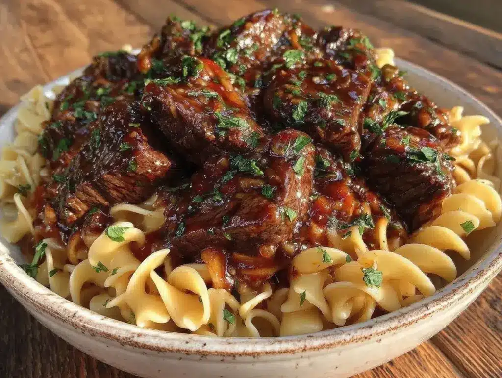 creamy beef stroganoff - featured image