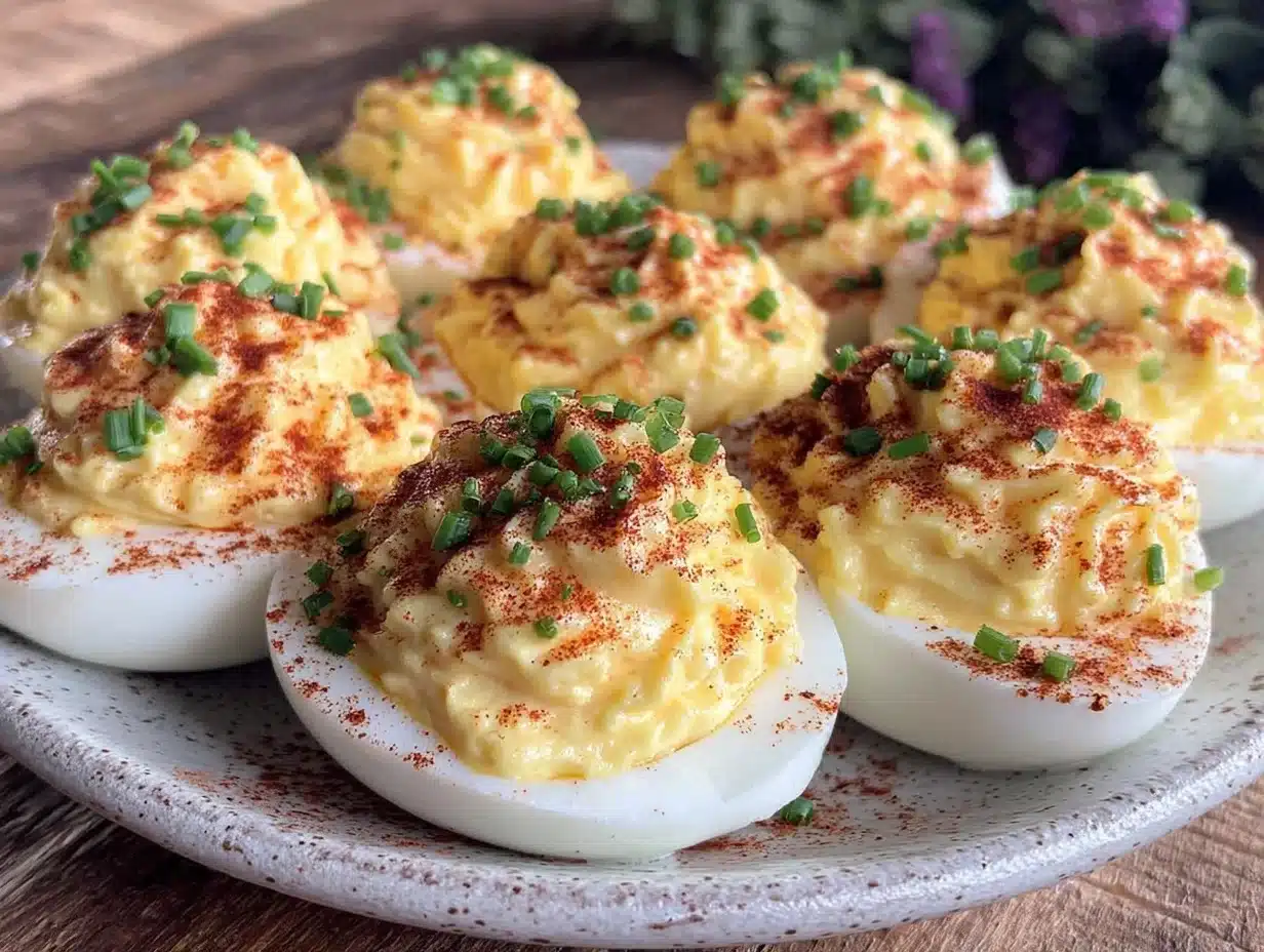 creamy classic deviled eggs recipe - featured image