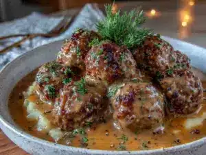 creamy crockpot swedish meatballs - featured image