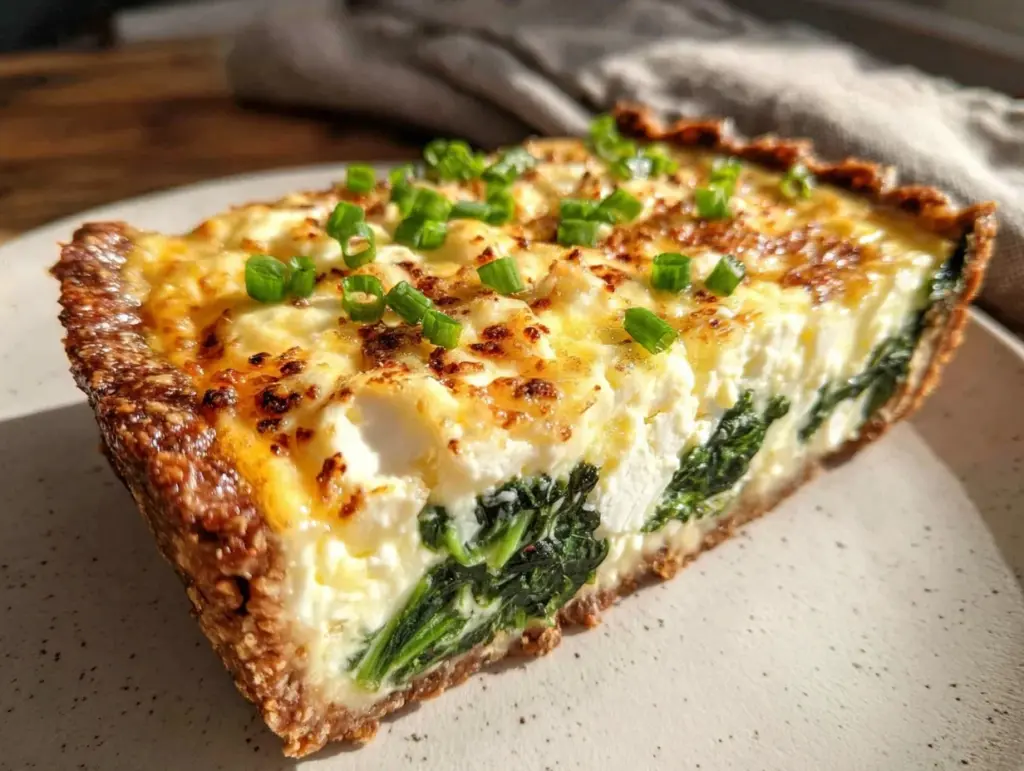creamy emerald spinach and feta quiche - featured image