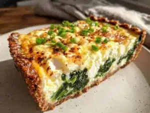 creamy emerald spinach and feta quiche - featured image