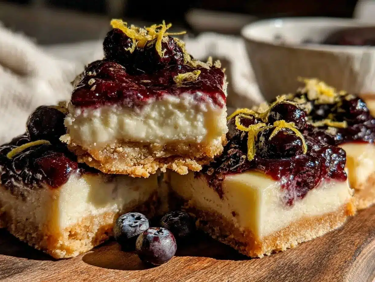 creamy lemon blueberry cheesecake bars preparation steps
