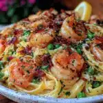 creamy lemon garlic shrimp pasta - featured image