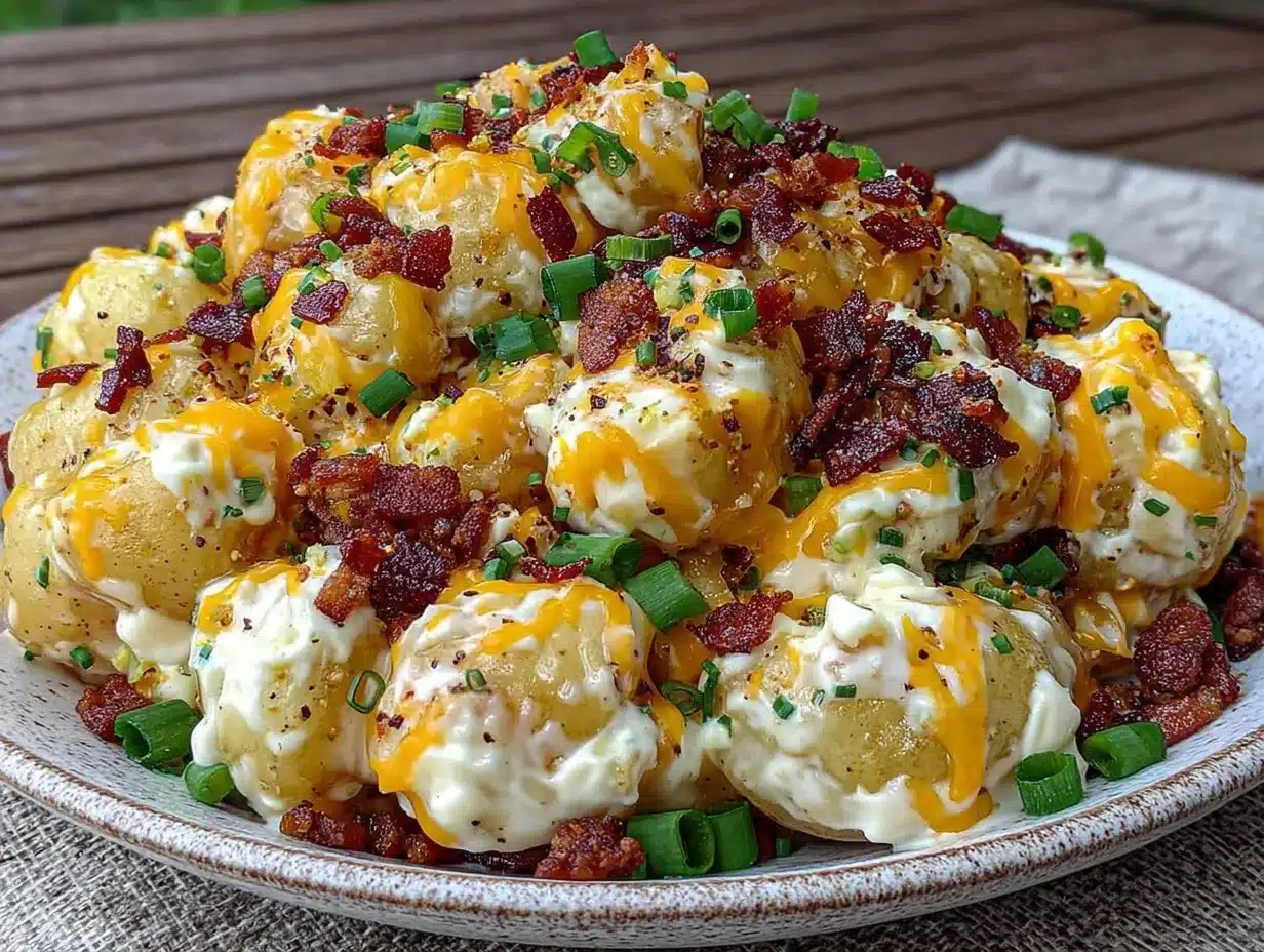 creamy potato salad with bacon and cheddar preparation steps