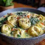 creamy slow cooker tortellini soup - featured image