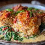 creamy slow cooker tuscan chicken - featured image